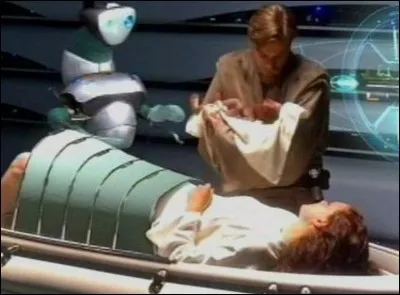 What did Obi-Wan Kenobi do after Padme Amidala gave birth to a girl and a boy?