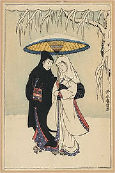 Who painted "Couple under umbrella in snow ?