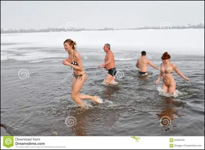  the water was cold, they went swimming.