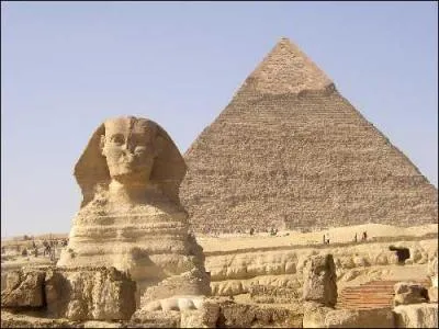 The Sphinx stands next to Khephren's pyramid.