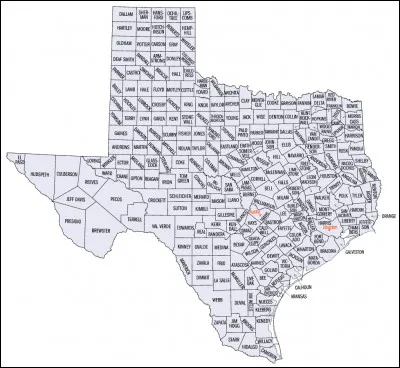 Finally, a particularly difficult question. The map opposite shows all the counties in Texas. How many do you think there are?