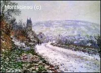 Which Impressionist painter painted 'Arrivee au village de Vetheuil en hiver'?