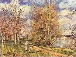 Which Impressionist painter painted 'Les Petits Pres au printemps'?