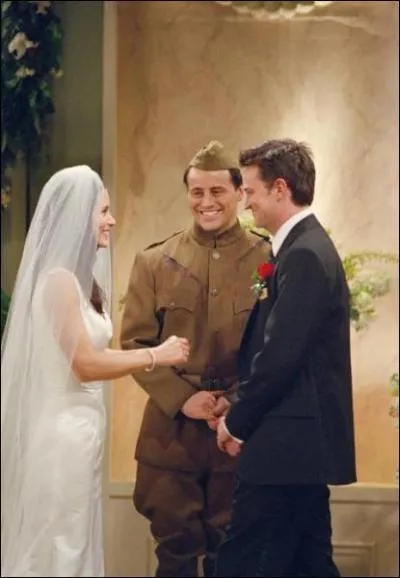 In which part of New York does Monica go to buy her wedding dress?