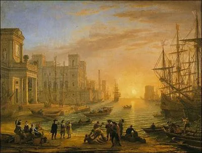 Which French Baroque painter painted 'Port de mer au soleil couchant'?
