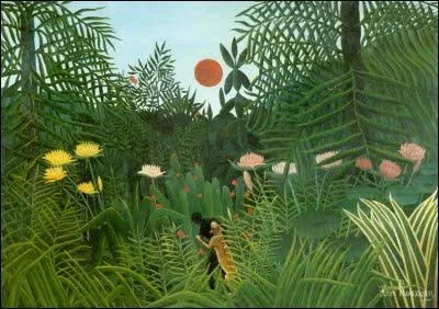 Which naive painter created 'Foret vierge au soleil couchant'?