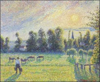 Which Impressionist painter painted 'Paturage, coucher de soleil, Eragny'?