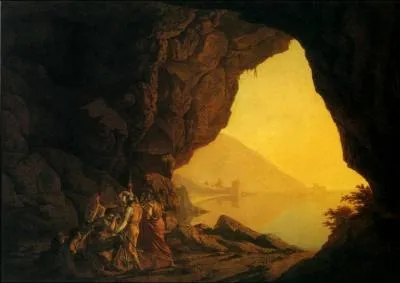 Which English painter realized 'Sunset on a grotto in the kingdom of Naples'?
