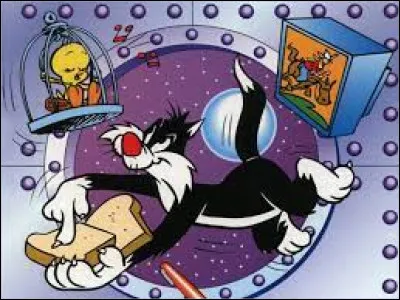 Even in space, Big Sylvester is still trying to catch that little yellow canary, what's his name?