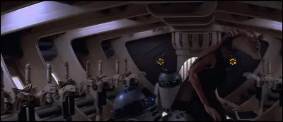 What does Jar Jar Binks say when he meets the droids?