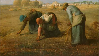 Which painter with peasant origins produced 'Les glaneuses'?