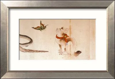 Which Japanese painter created 'Cat playing with a butterfly'?