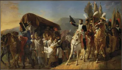 Who painted Napoleon I saluting a convoy of Austrian wounded from the Ulm garrison?