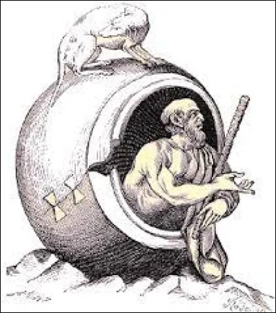 Which philosopher lived naked in a barrel?