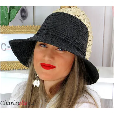 What color is the lady's hat?