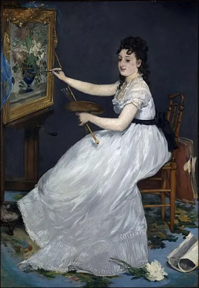 Which Impressionist is depicted in this painting by Edouard Manet?