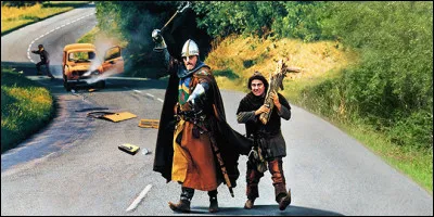 In the film Les Visiteurs , who shouts in panic C'est des malades when they see Jacquouille and Godefroy de Montmirail ?