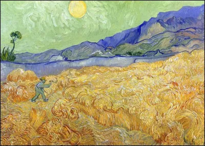 Champ de ble derriere l'hospice Saint-Paul avec un faucheur is a painting by...