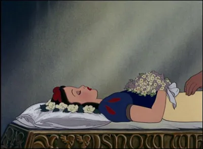 Which word describes the sleep Snow White falls into after being bewitched?
