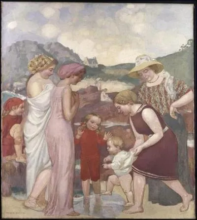 Which painter painted 'Les premiers pas', also known as 'Famille au bord de la mer'?