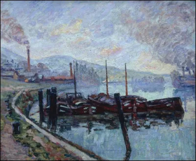 Who painted Les peniches, Rouen, la Seine, le matin ?