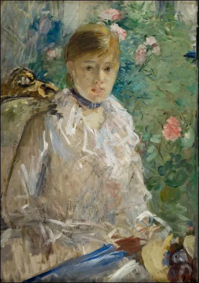 Which painter painted the portrait Jeune femme assise devant la fenetre in 1879?