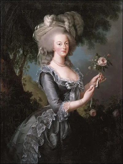 Which French queen did Elisabeth Vigee-Lebrun depict in this rose portrait?