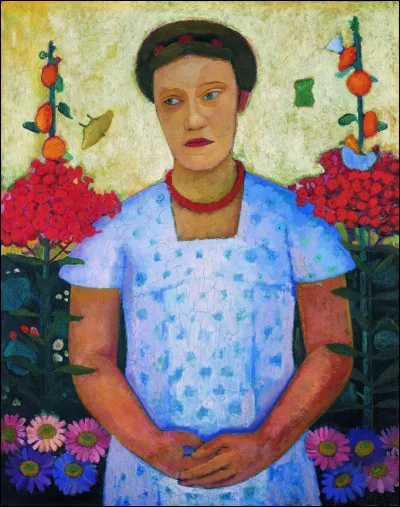 Which German Expressionist painter created the Portrait of Lee Hotger with Flowers in 1906?