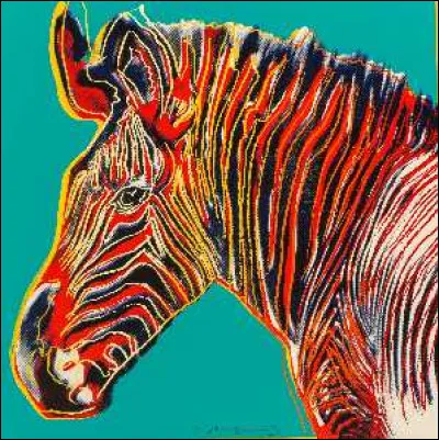 Which painter created a series of ten silkscreened images of endangered animals, including Zebra in 1983?