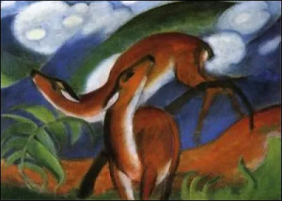 Which painter depicted a red deer in 1912?