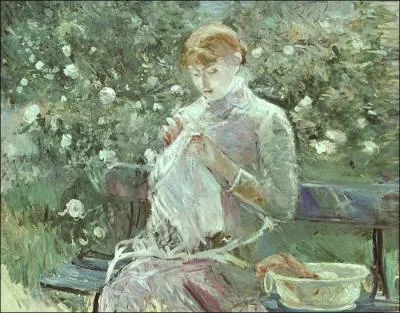 Which woman painter created 'Woman sewing in the garden'?