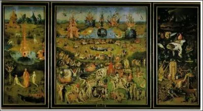 Which painter created the triptych 'The Garden of Delights', the central panel of which depicts the earthly paradise?