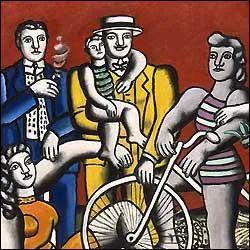 Which cubist painter created 'Les loisirs sur fond rouge'?