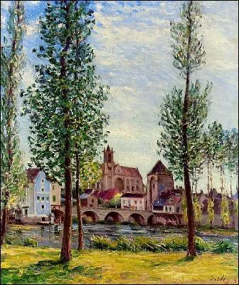 Which English painter painted 'Vue de Moret sur Loing a travers les arbres'?