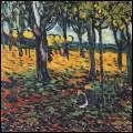 Which painter painted 'Les arbres rouges'?