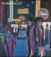 Which German painter created 'Scene de rue, la nuit'?