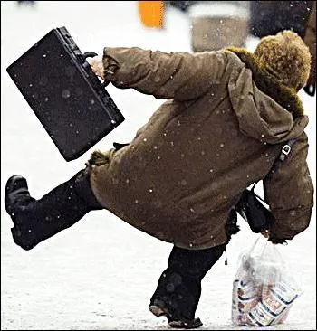 What precautions should you take when walking on snow and ice?