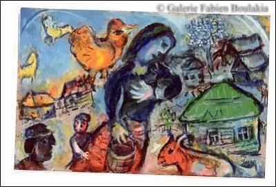 Who painted 'Scene de village au coq jaune'?