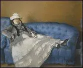 Who portrayed his wife on a blue sofa?