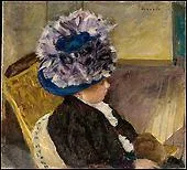 Who painted 'Jeune femme au chapeau bleu'?