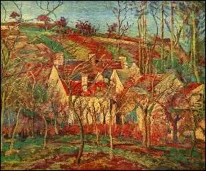 Which Impressionist painter painted 'Red roofs, corners of a village, winter'?