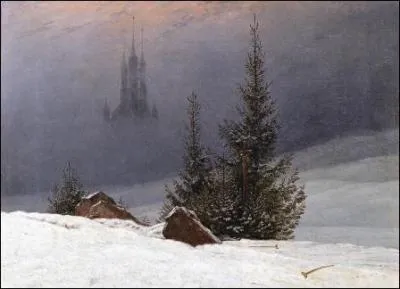 Which German painter painted 'Winter landscape with church'?