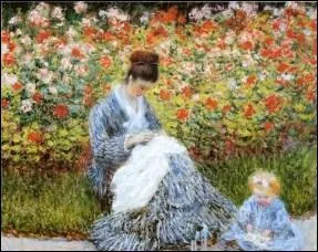 Which painter portrayed his wife with their son in the garden at Argenteuil?