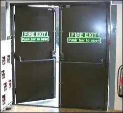 What is the required position of the Fire exit doors at Analox?