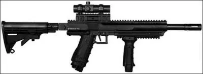 Is the pictured gun an airsoft gun, real steel gun, or paintball gun?