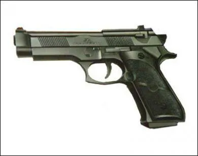 Is the pictured gun an airsoft gun, real steel gun, or paintball gun?