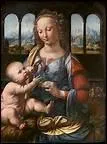 What is the title of the painting, painted around 1473, showing the Virgin holding a flower, and the baby Jesus trying to catch it?
