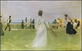 Which German painter created the painting 'Tennis Players by the Sea'?