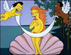 Who is the real author of this parody table that could be called The Birth of Venus Simpson ?