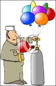 When you have used Balloon Gas (Helium) to fill balloons for your Christmas Party, what should you then do with the cylinder?